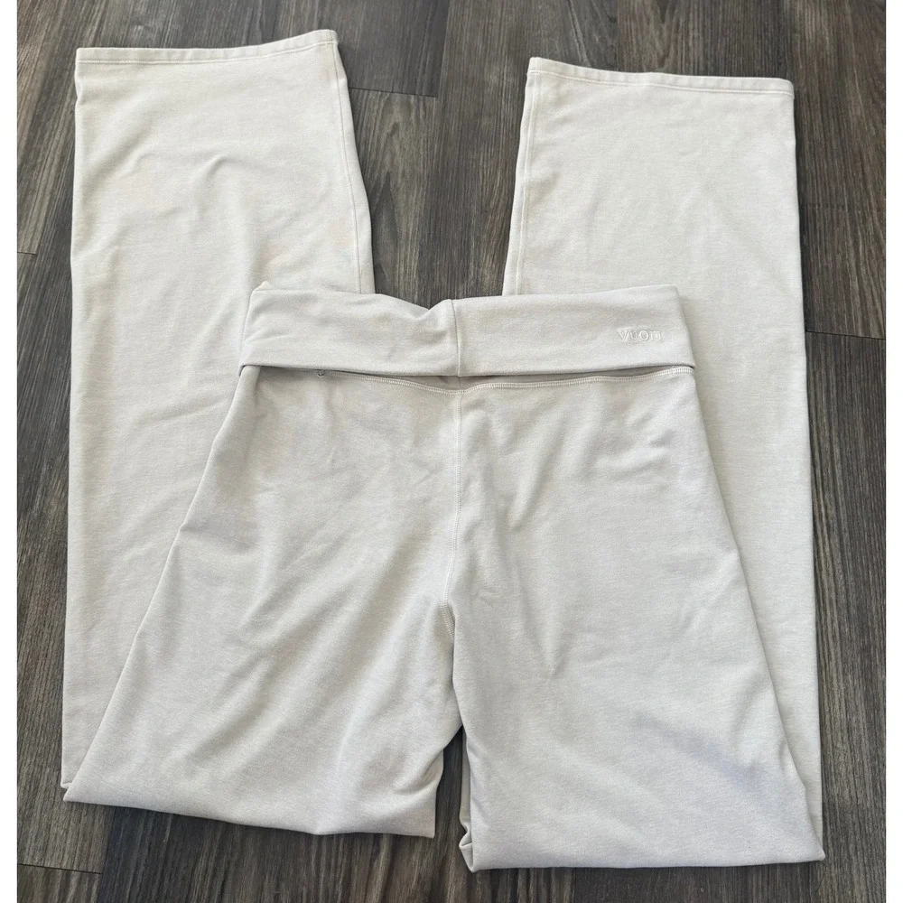 Women's Vuori size small Granite Foldover Straight Leg Pants oatmeal Heather